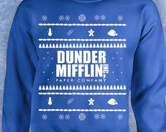 Dunder Mifflin paper company michael scott the office funny ugly christmas sweater xmas gift dwight jim pam Crewneck Sweater Hoodie 144