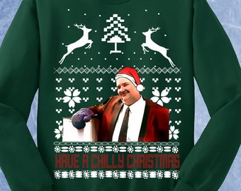 Kevin's Famous Chilli Chilly xmas the office funny ugly christmas sweater malone michael scott dunder mifflin Crewneck Sweater Hoodie 111