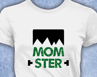 Momster monster shirt funny halloween mother mom to be frankenstein maternity cute costume idea tshirt tumblr fall clothing autumn tee 054