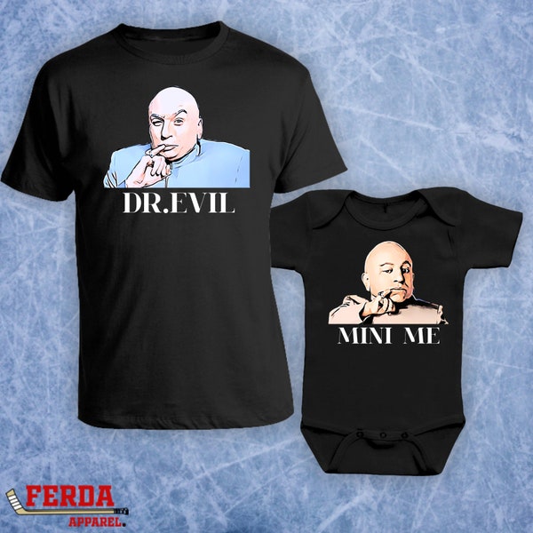 Dr.Evil Mini Me Austin Powers Movie Funny Matching Papa und Baby Shirts Sohn süßer Comedy Film Tshirt Geschenk für Papa Vatertag Geschenkidee 631