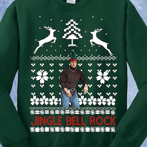 Jingle Bell rock 90s The Rock rocking around the christmas tree ugly christmas sweater dwayne johnson funny xmas Crewneck Sweater Hoodie138