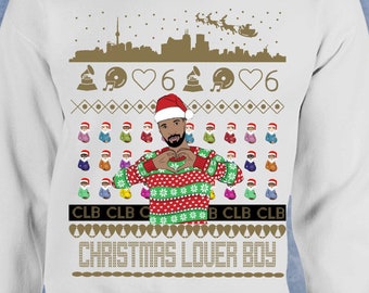 CLB Drake Christmas lover boy ugly christmas sweater xmas certified santa hanukkah drake the halls rapper shirt Crewneck Sweater Hoodie 059