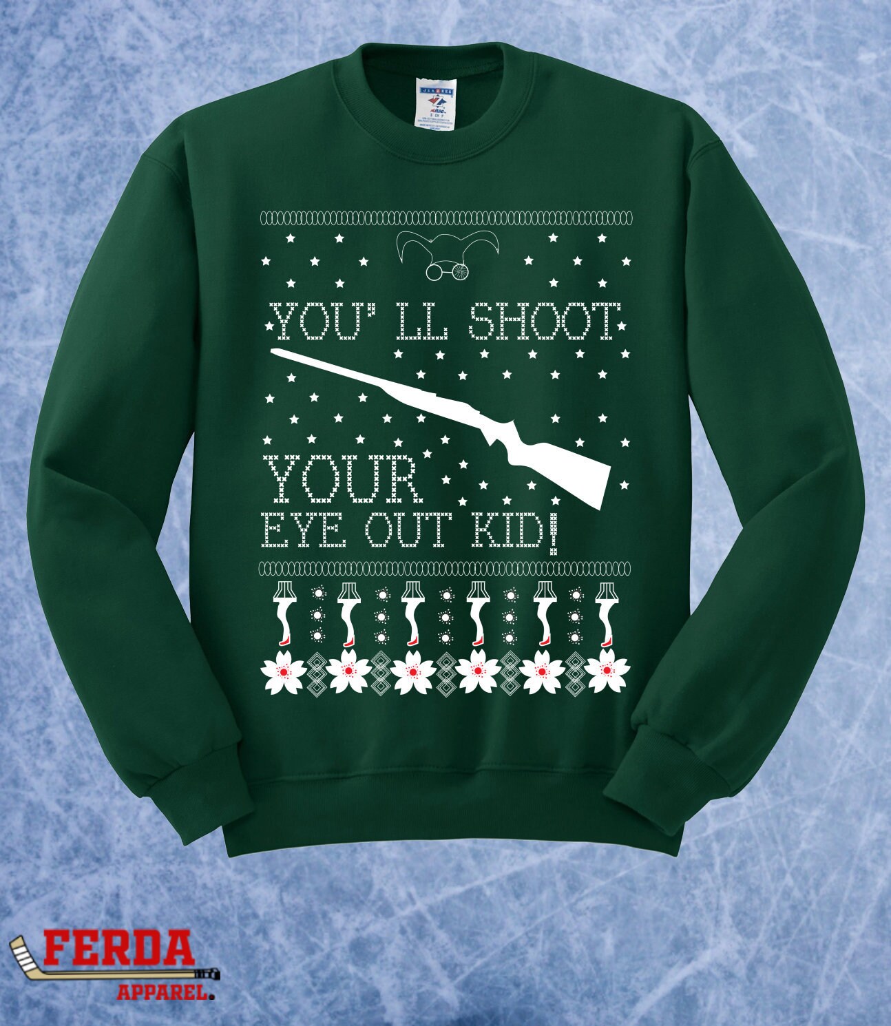 Una historia de Navidad que dispararás a tu ojo niño divertido suéter feo de Navidad tumblr pistolas alegre regalo de Navidad película Crewneck Sweater Hoodie 514