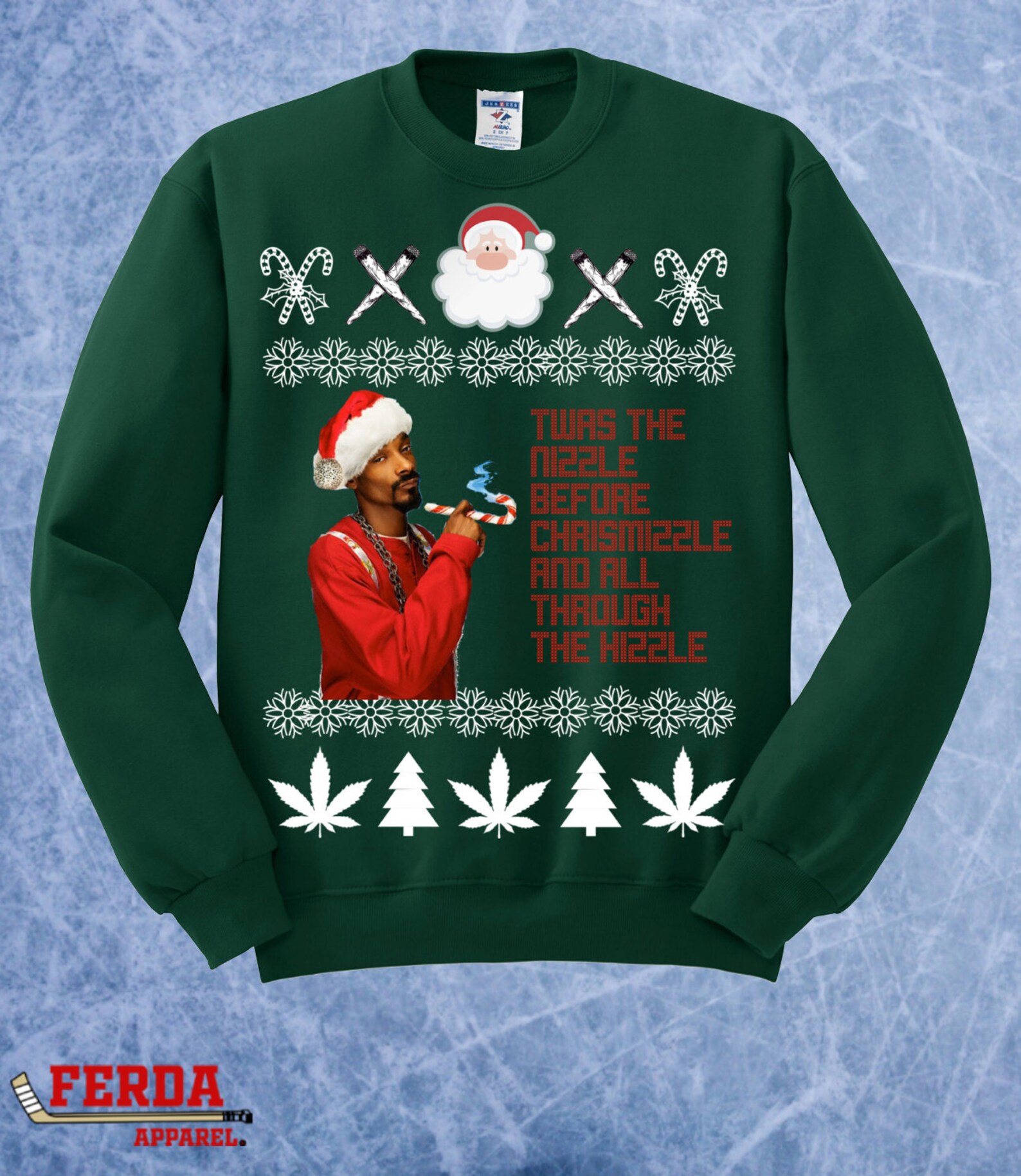 Snoop Dogg Ugly Christmas Sweater Twas the Nizzle Before Chrismizzle