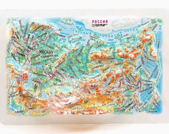 Russia Raised Relief Map, (6″ x 4″)