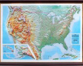 US Raised Relief Map, Large (44″ x 32″)