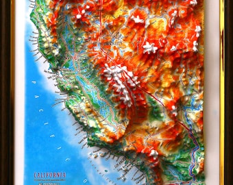 California Raised Relief Map, (12″ x 9″)