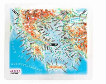 Greece Raised Relief Map, (5″ x 4.5″)