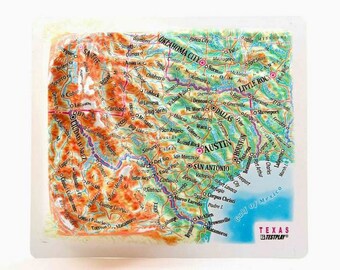 Texas Raised Relief Map, (5″ x 4.5″)