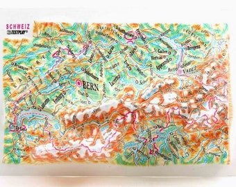 Switzerland Raised Relief Map, (6″ x 4″)