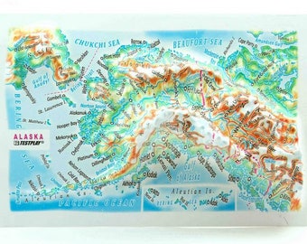 Alaska Raised Relief Map, (6″ x 4″)