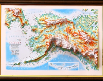 Alaska Raised Relief Map, (12″ x 9″)