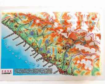 Sochi Raised Relief Map, (6″ x 4″)