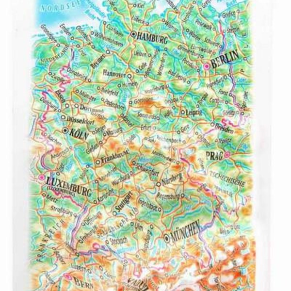 Germany Raised Relief Map, (4″ x 6″)