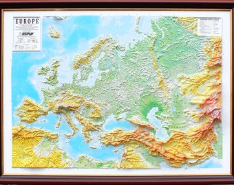 Europe Raised Relief Map, Large (44″ x 32″)