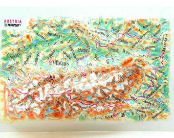 Austria Raised Relief Map, (6″ x 4″)