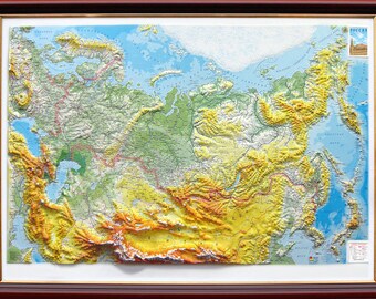 Russia Raised Relief Map, Large (44″ x 32″)