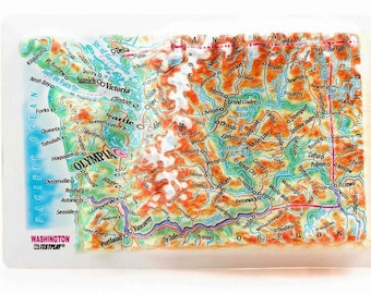Washington State Raised Relief Map, (6″ x 4″)