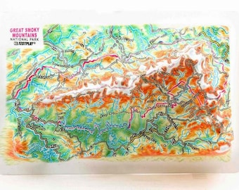 Smoky Mountains Raised Relief Map, (6″ x 4″)
