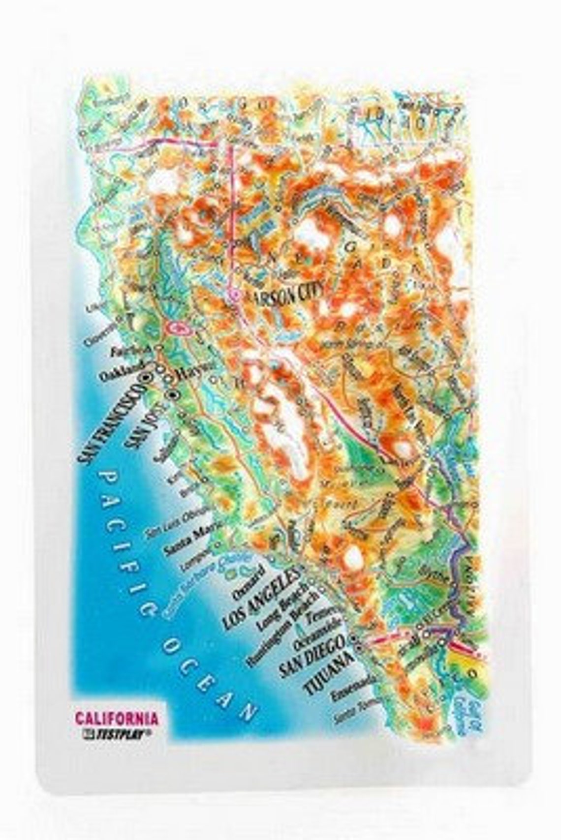 California Raised Relief Map 4 X 6 Etsy