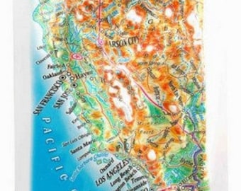 California Raised Relief Map, (4″ x 6″)