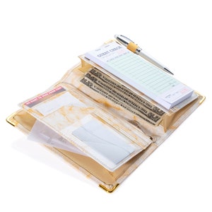 Sonic Server 5x8 Marble Server Book Organizer with Magnetic Pockets, Zipper Pouch & Pen Holder for Waitress Waiter Waitstaff