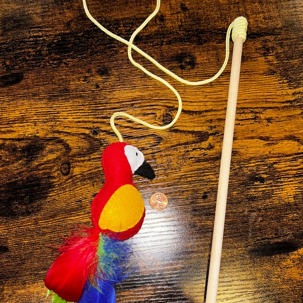 Flying Rainbow Parrot Cat Toy Wand
