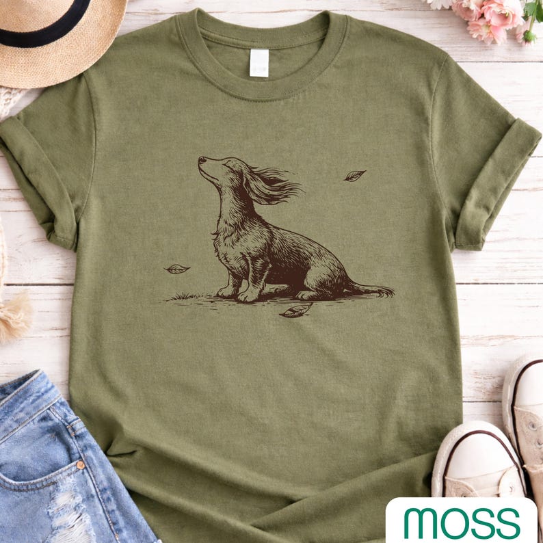 Camiseta vintage de perro salchicha, camiseta con dibujo a mano de perro salchicha, regalo para amantes de los perros de Comfort Colors® imagen 3