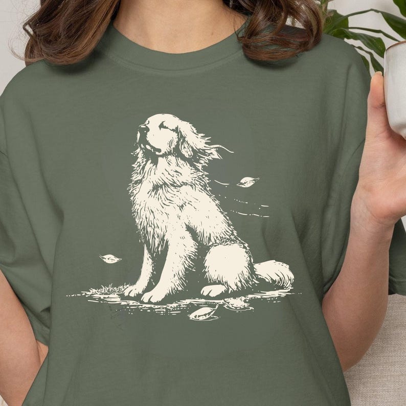 Golden Retriever Shirt, Vintage Dog Tee, Aesthetic Dog Lover Shirt, Comfort Colors image 3