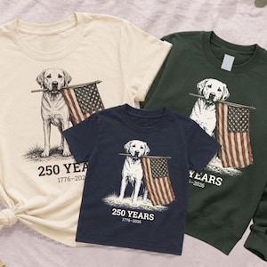 Labrador Patriotic Shirt, 250 Years 1776 2026 Tee, American Flag Lab Shirt, Vintage Lab Dog Tee, Fourth of July Dog Lover Gift
