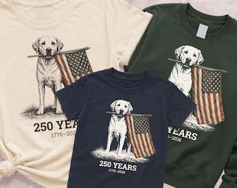 Labrador Patriotic Shirt, 250 Years 1776 2026 Tee, American Flag Lab Shirt, Vintage Lab Dog Tee, Fourth of July Dog Lover Gift