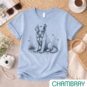 Camiseta Golden Retriever con Mariposa, Camiseta Vintage para Perros, Regalo para Amantes de los Perros con Estilo Cottagecore Floral imagen 5