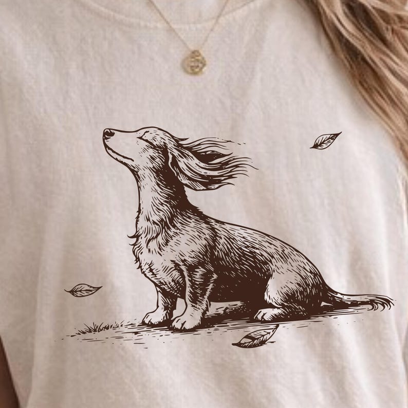 Camiseta vintage de perro salchicha, camiseta con dibujo a mano de perro salchicha, regalo para amantes de los perros de Comfort Colors® imagen 1