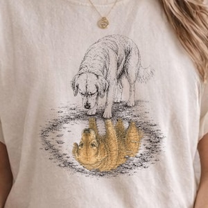 Golden Retriever Reflection Shirt, Vintage Golden Dog Tee, Emotional Support Dog Shirt, Comfort Colors Aesthetic Dog Tee