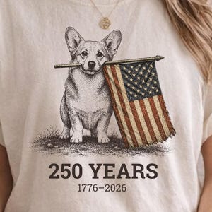 Corgi Patriotic Shirt, 250 Years American Flag Tee, Vintage Corgi Dog Shirt, Fourth of July Dog Lover Tee, Comfort Colors Shirt