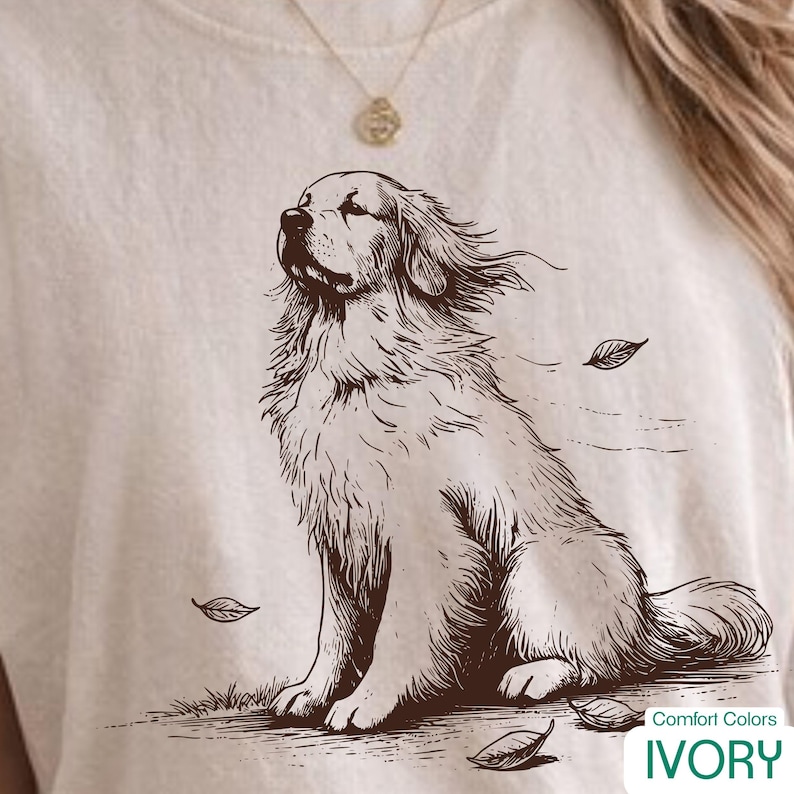 Golden Retriever Shirt, Vintage Dog Tee, Aesthetic Golden Retriever Shirt, Comfort Colors image 1