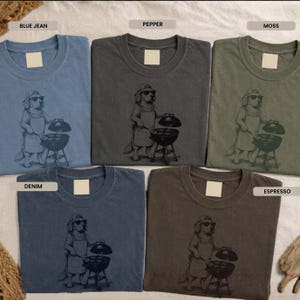 Shirt Golden retriever grillen, shirt grappige hond vader, Vaderdag hondenshirt, vintage golden retriever T-shirt, BBQ vader shirt comfortabele kleuren afbeelding 2