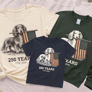 Long Haired Dachshund American Flag Shirt, Patriotic Wiener Dog Tee, Vintage Weiner Dog Shirt, Fourth of July Dog Lover Tee, USA Puppy Tee