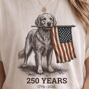 Golden Retriever Patriotic Shirt, 250 Years 1776 2026, American Flag Dog Shirt, Vintage Golden Tee, Fourth of July Shirt, Dog Lover Gift