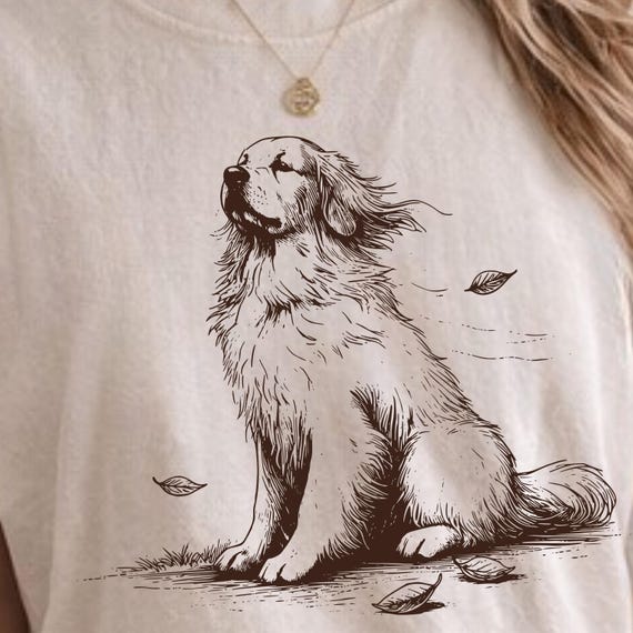 Golden Retriever Vintage Dog Shirt Engraved Illustration