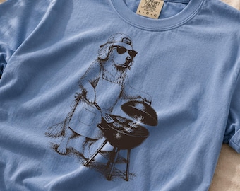 Camiseta Golden Retriever Churrasco, Camiseta Divertida para Pai de Cachorro, Camiseta para o Dia dos Pais com Cachorro, Camiseta Vintage Golden Retriever, Camiseta para Pai Churrasqueiro Comfort Colors