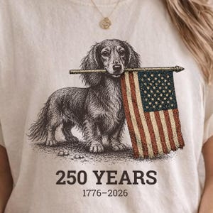 Long Haired Dachshund American Flag Shirt, Patriotic Wiener Dog Tee, Vintage Weiner Dog Shirt, Fourth of July Dog Lover Tee, USA Puppy Tee