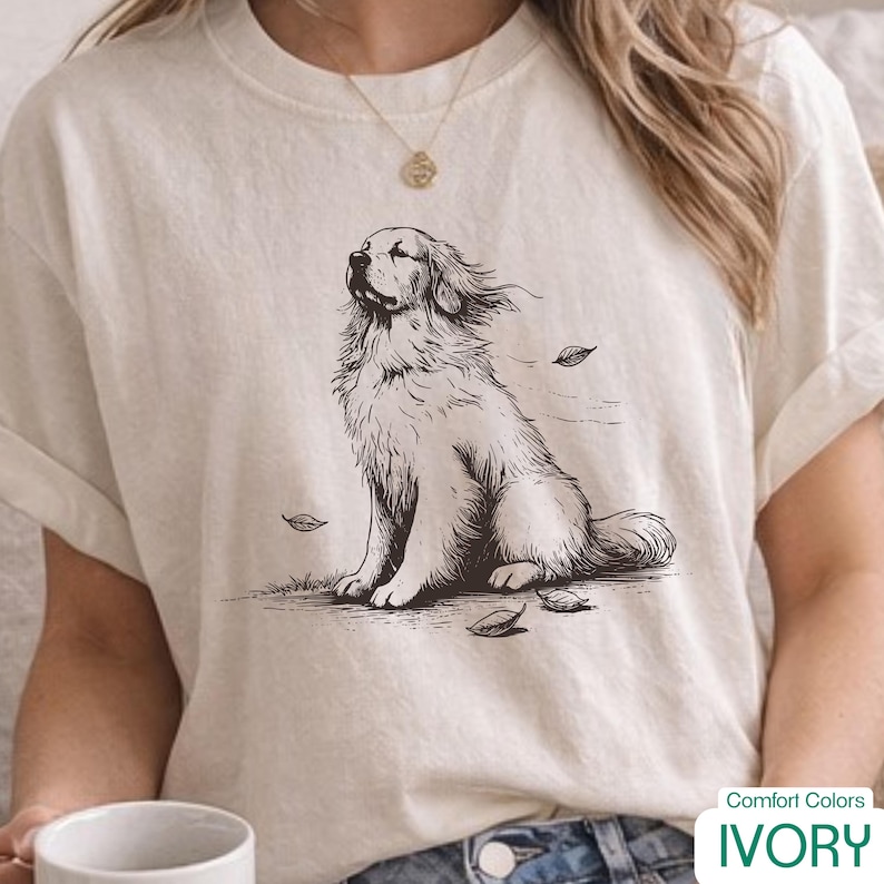 Golden Retriever Shirt, Vintage Dog Tee, Aesthetic Golden Retriever Shirt, Comfort Colors image 8