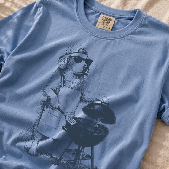 Golden Retriever Grilling Shirt, Funny Dog Dad Tee, Father's Day Dog Shirt, Vintage Golden Retriever Tee, BBQ Dad Shirt Comfort Colors