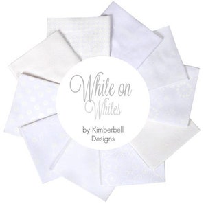 Kimberbell Basics White on Whites Fat Quarter Bundle Maywood Studio Fabrics 10 Fat Quarters