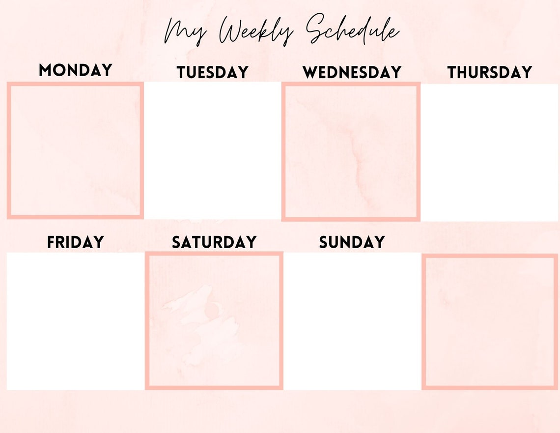 Pink Weekly Planner Digital Print Etsy