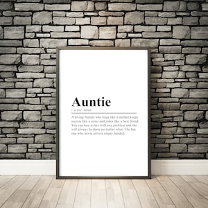 Auntie Definition Print Auntie Definition Poster Auntie Print Auntie Wall Print Auntie Gift Aunty Print Gifts for Auntie