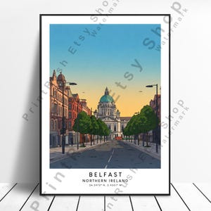 Northern Ireland Belfast Art City Landscape Print UK Urban Decor Belfast Illustration for Irish Home Decor Vintage City Print Belfast Poster