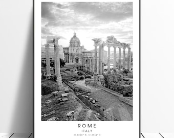 Rome Italy Travel Print Black and White Roman Ruins Poster Rome Landmark Print Minimalist Rome Wall Art Décor Rome Print Rome Gift Poster