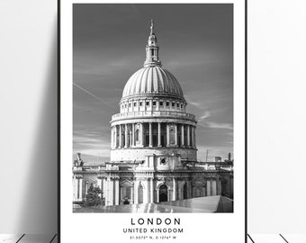 London Travel Print Black and White London Poster London St Paul's Cathedral Print St Paul's Cathedral Poster London Wall Print